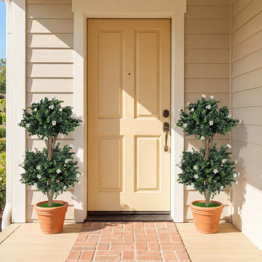 Set of 2 Faux Bush Plant with 41 Blossoms for Home W2B