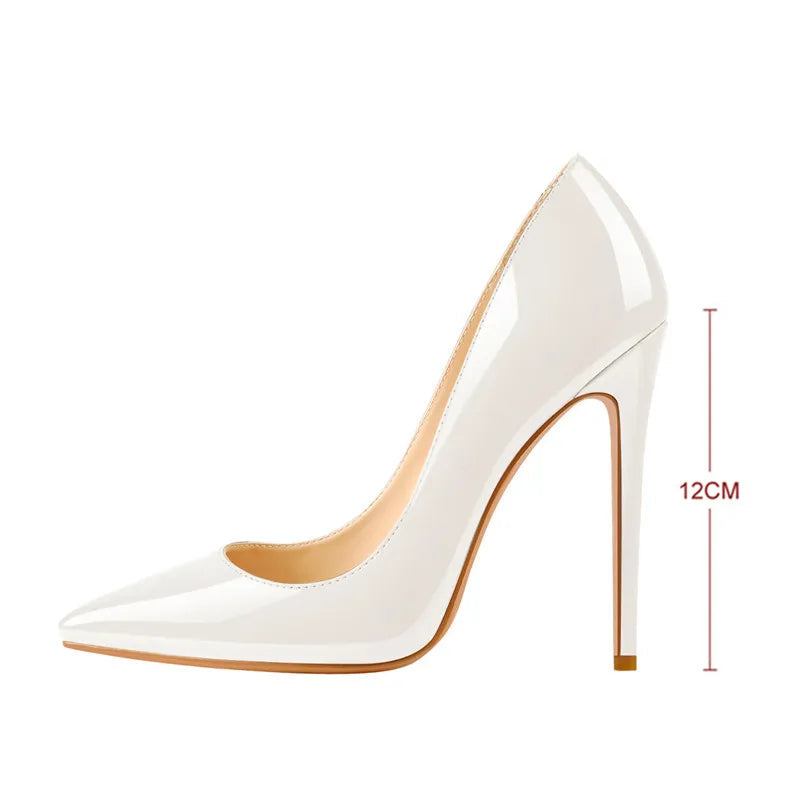 Onlymaker Women Pumps Pointed Toe Slip-On Thin Heels Patent Leather Party Wedding Office Lady Big Size Shoes Pi-Mart