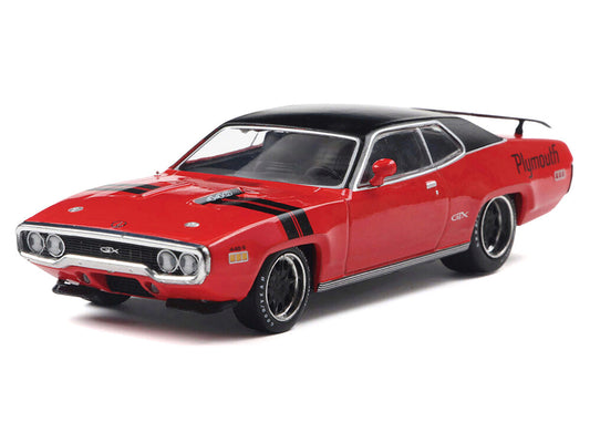 1971 Plymouth GTX Rally Red with Black Top and Stripes 1/43 Diecast Model by IXO Models IXO
