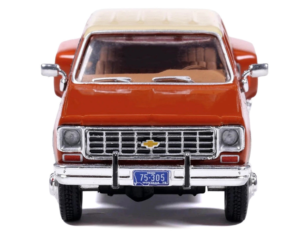 1975 Chevrolet Silverado K30 Crew Cab Dually Pickup Truck Grecian Bronze and Santa Fe Tan 1/64 Diecast Model Car by IXO Models IXO