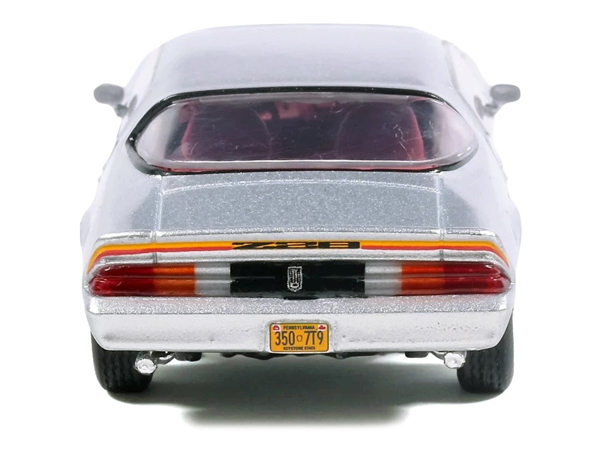 1979 Chevrolet Camaro Z28 Silver Metallic with Stripes and Red Interior 1/64 Diecast Model Car by IXO Models IXO