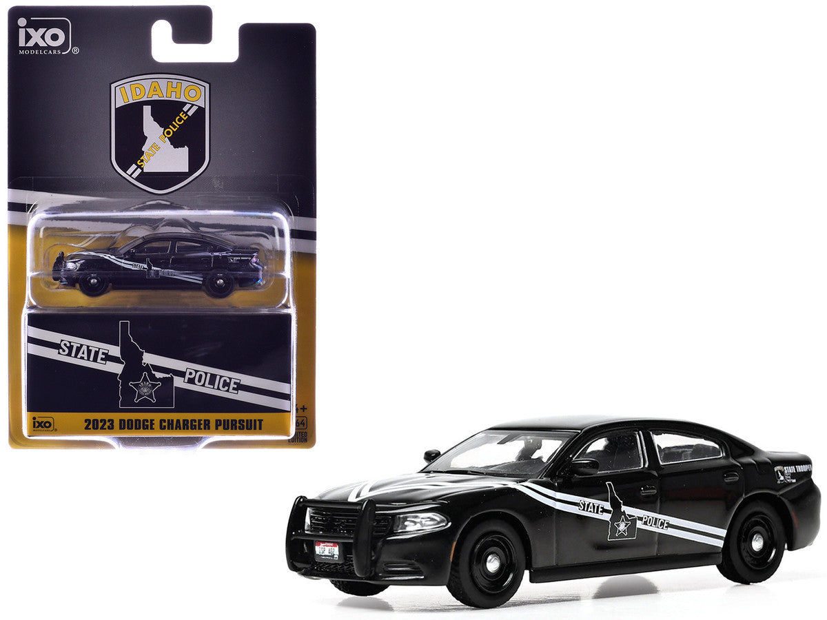 2023 Dodge Charger Pursuit "Idaho State Police" Black with White Stripes 1/64 Diecast Model by IXO Models-4