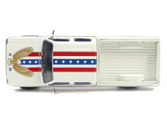 1976 Chevrolet Custom Deluxe K30 Fleetwood Pickup Truck "July 4th Exclusive" White with Graphics 1/64 Diecast Model Car by IXO Models-1