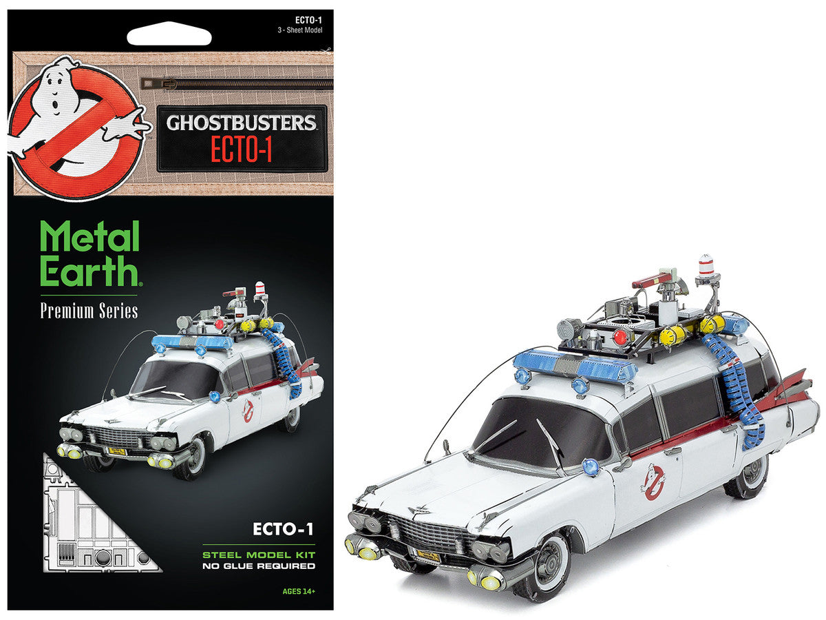 Model Kit Ecto-1 Car White "Ghostbusters" (1984) Movie (Challenging Difficulty) Steel Model by Metal Earth-4