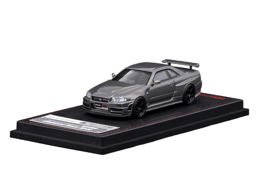 Nissan Skyline GT-R (BNR34) Nismo CRS RHD (Right Hand Drive) Gray Metallic 1/64 Diecast Model Car by Ignition Model-1