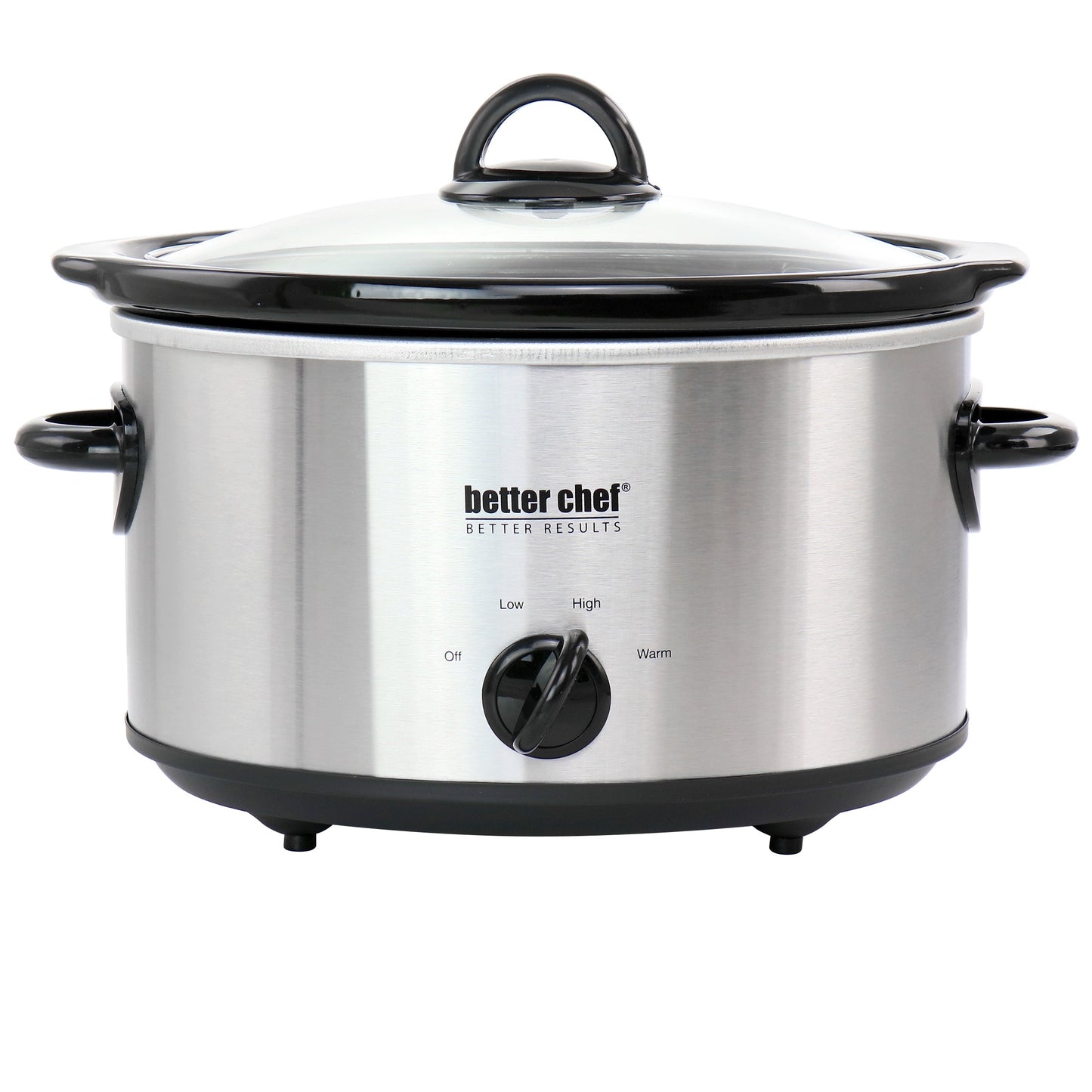 Better Chef 4 Quart Oval Slow Cooker with Removable Stoneware Crock in Stainless Steel W2B