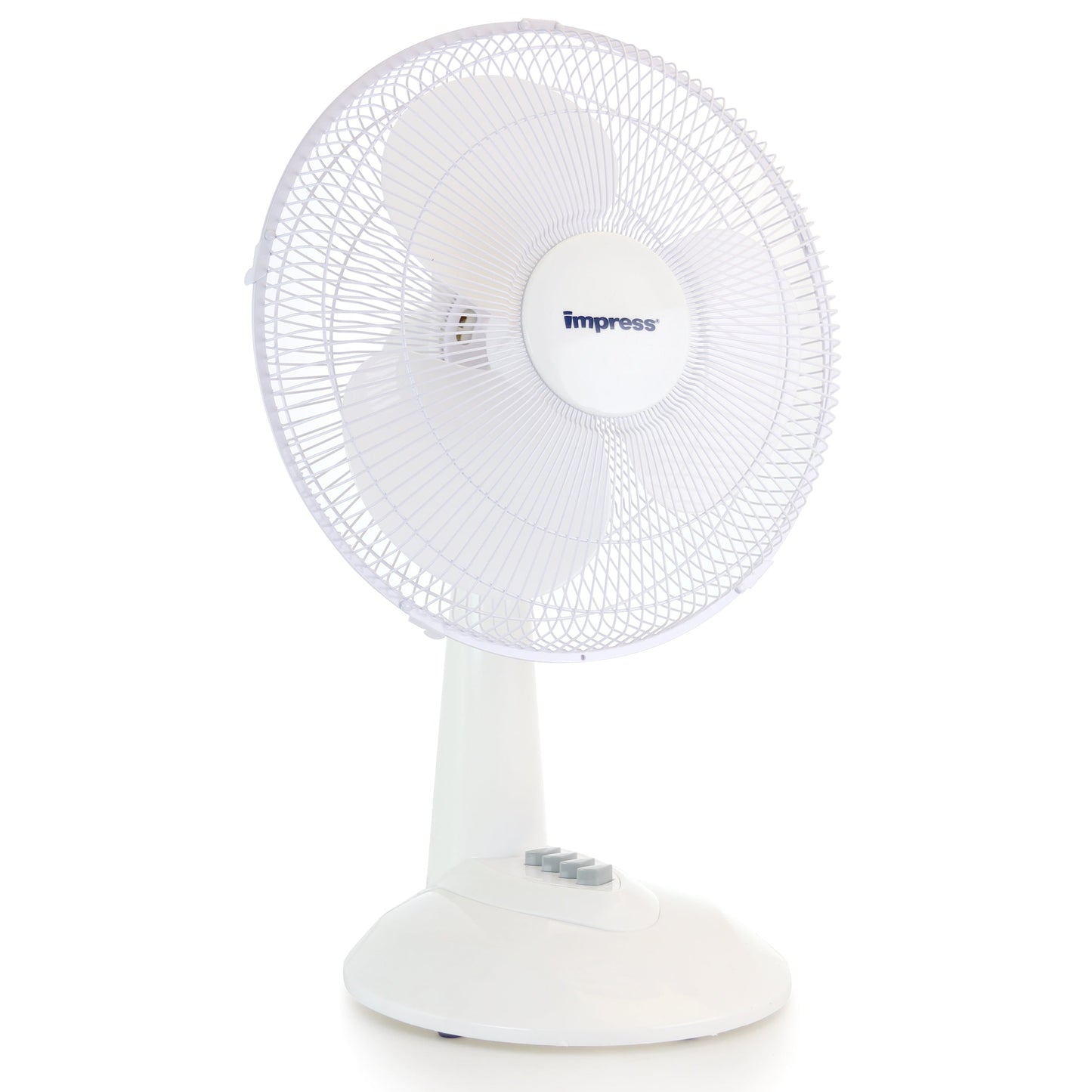 Impress 12 Inch 3 Speed Oscillating Table Fan in White W2B