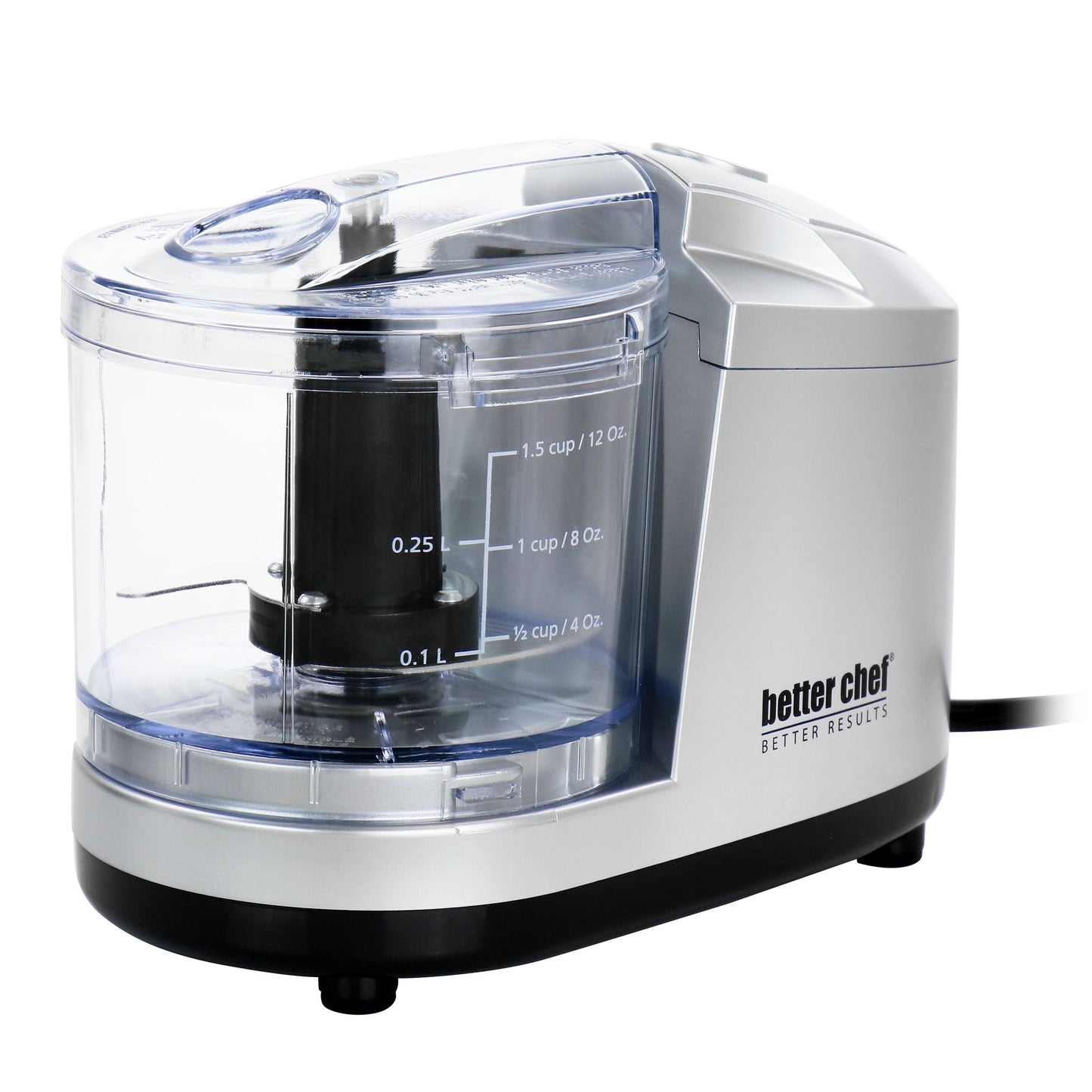 Better Chef 1.5 Cup Safety Lock Compact Chopper in Silver W2B