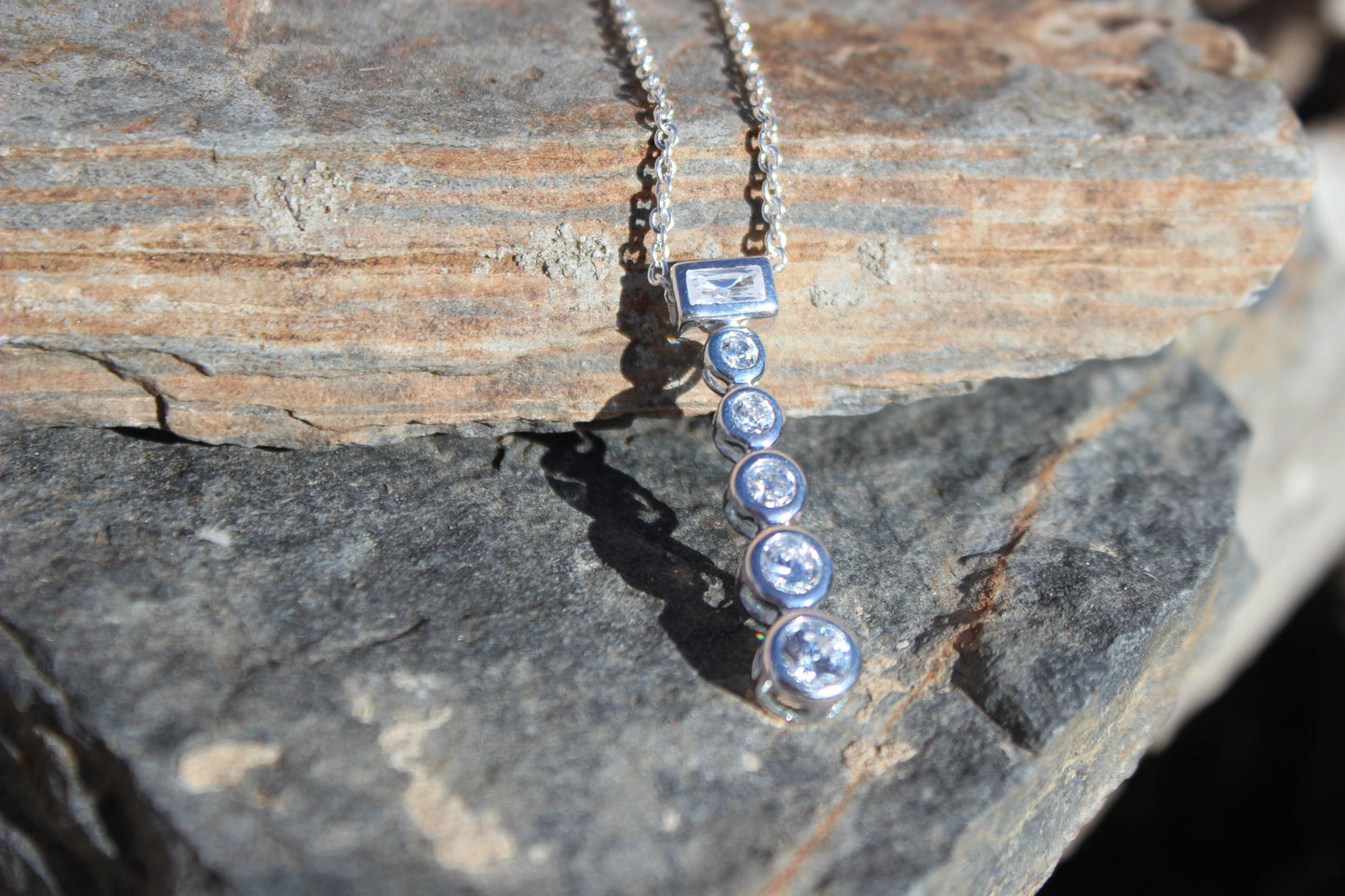 LOAS1371 - Rhodium Plating 925 Sterling Silver Chain Pendant with AAA CZ in Clear-1