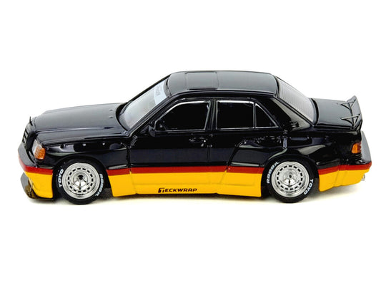 Pandem Rocket Bunny 190E Black with Red and Yellow Stripes "Diecast Con Madrid 2026 Event Edition" 1/64 Diecast Model Car by Inno Models Inno Models