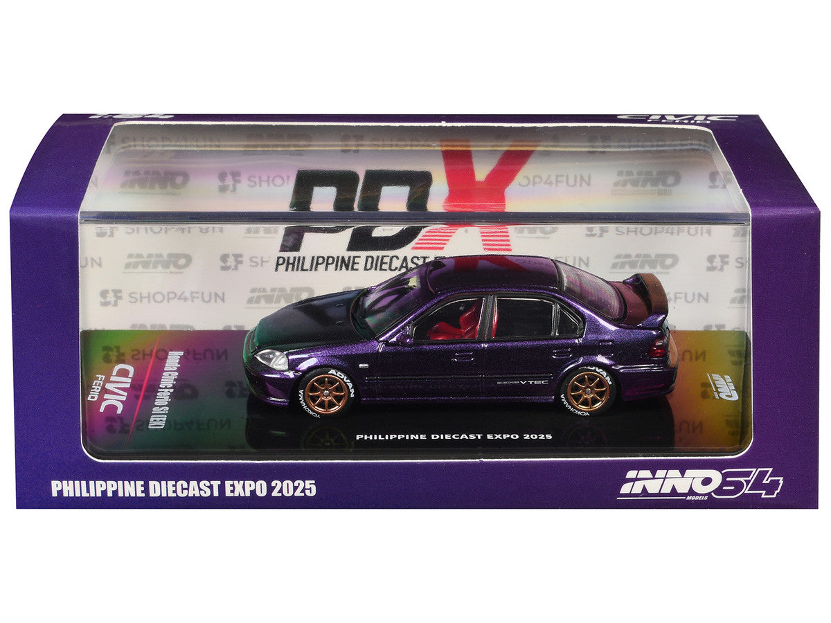 Honda Civic Ferio Si (EK) RHD (Right Hand Drive) Midnight Purple Metallic "Philippine Diecast Expo 2025 Event Edition" 1/64 Diecast Model Car by Inno Models Inno Models