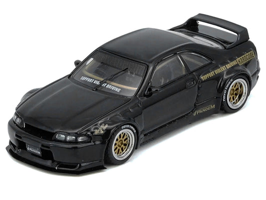 Nissan Skyline GT-R (BCNR33) RHD (Right Hand Drive) "Pandem - Rocket Bunny" Black 1/64 Diecast Model Car by Inno Models-1
