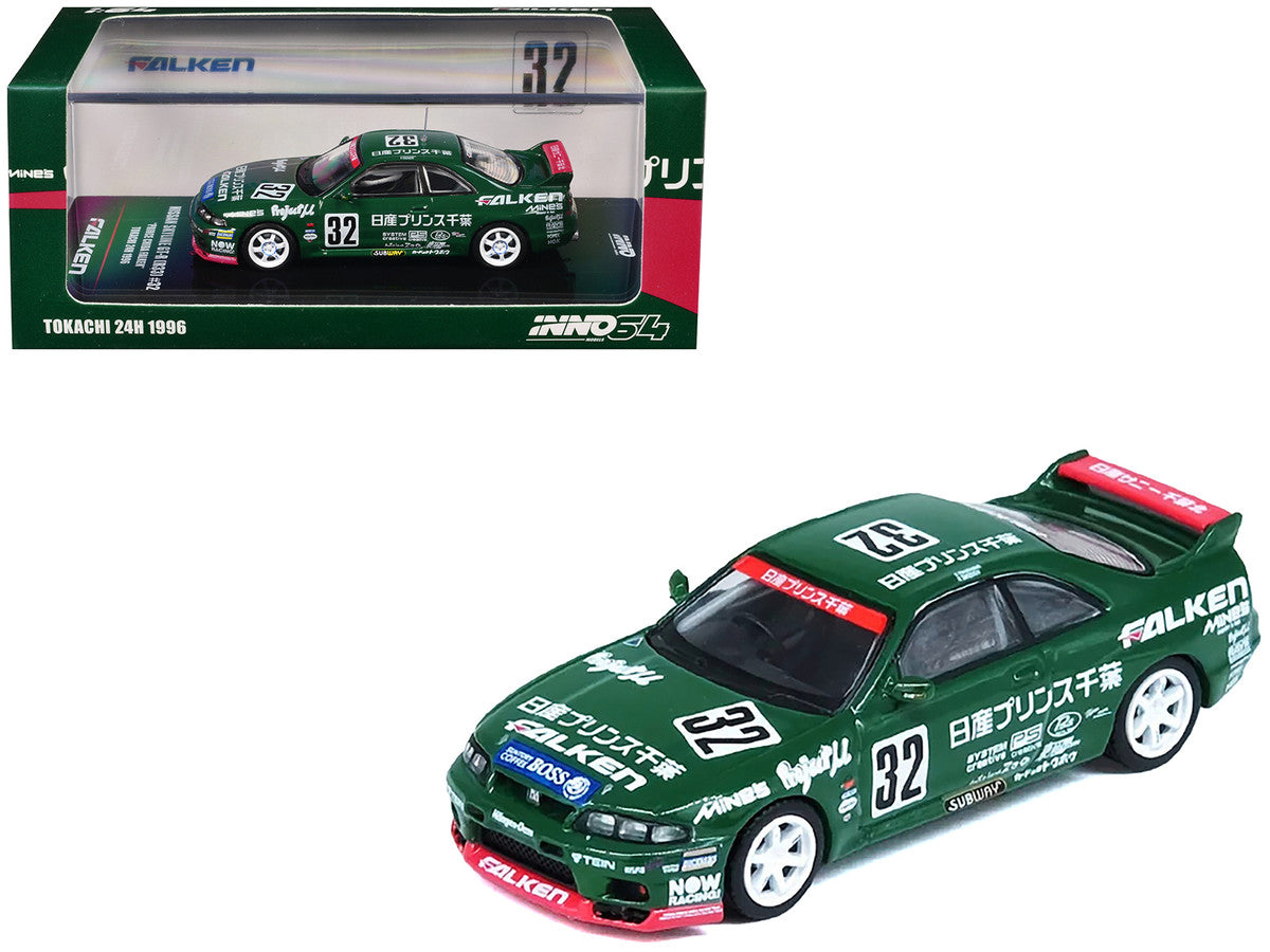 Nissan Skyline GT-R (R33) RHD (Right Hand Drive) #32 "Prince Chiba Falken" N1 Super Endurance Series "Tokachi 24 Hours" (1996) 1/64 Diecast Model Car by Inno Models Inno Models