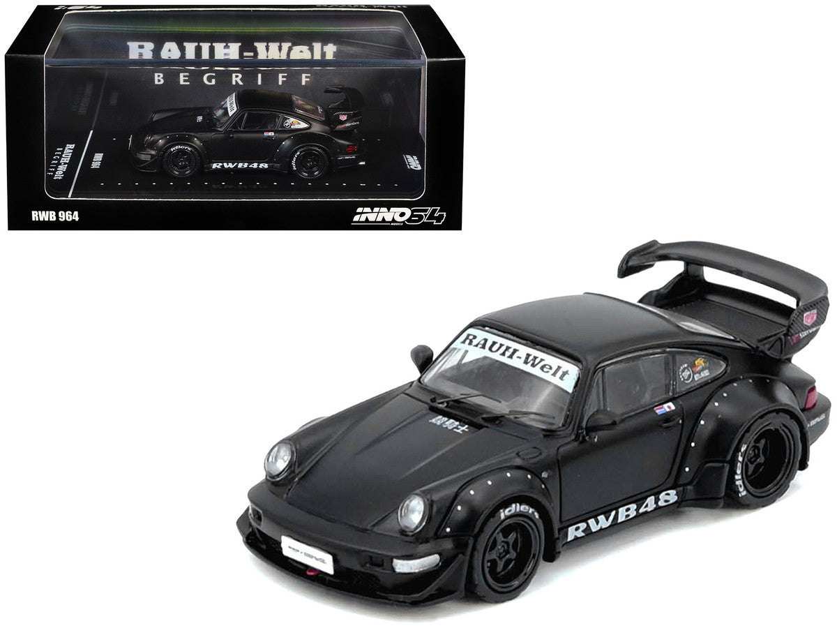 RWB 964 Matt Black 1/64 Diecast Model Car by Inno Models Inno Models