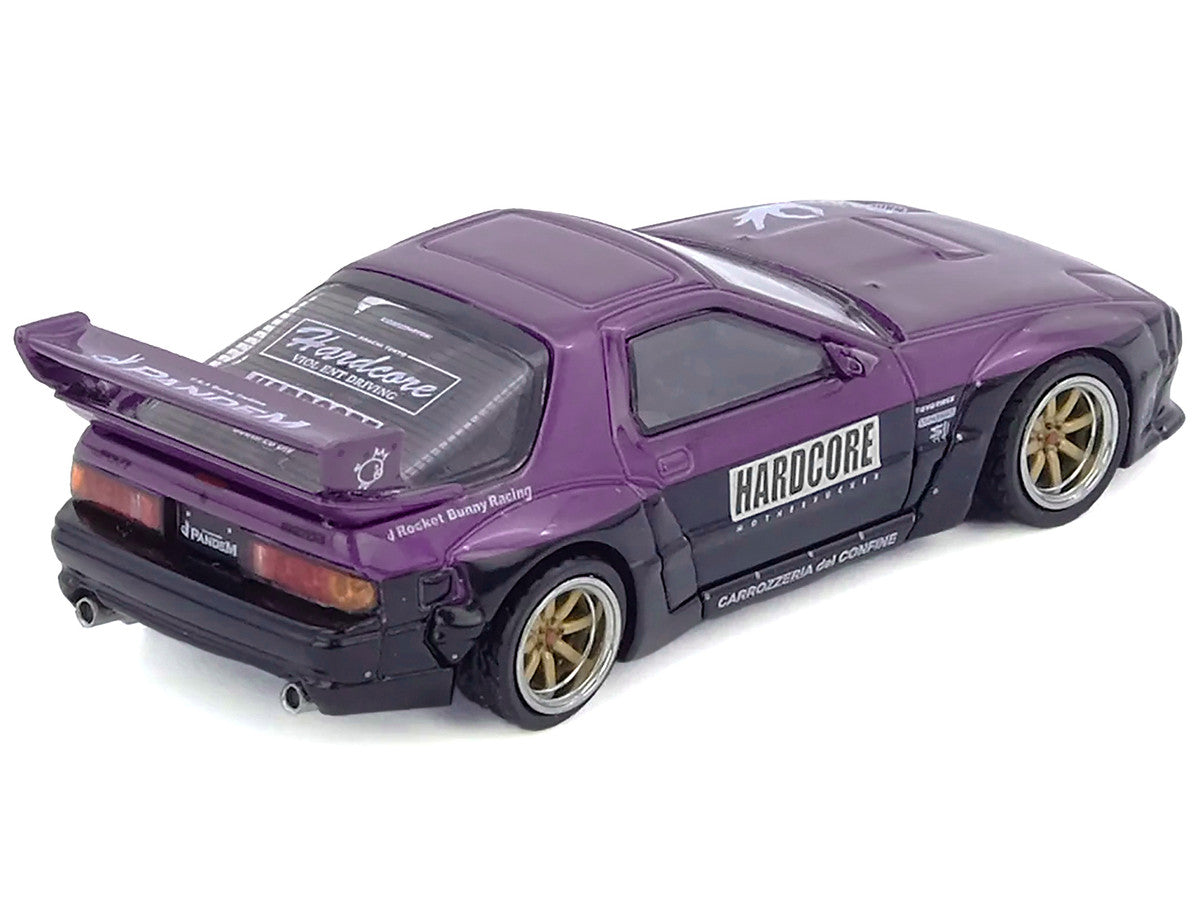 Mazda RX7 (FC3S) "Pandem Rocket Bunny" Kit Purple Metallic and Black 1/64 Diecast Model Car by Inno Models Inno Models