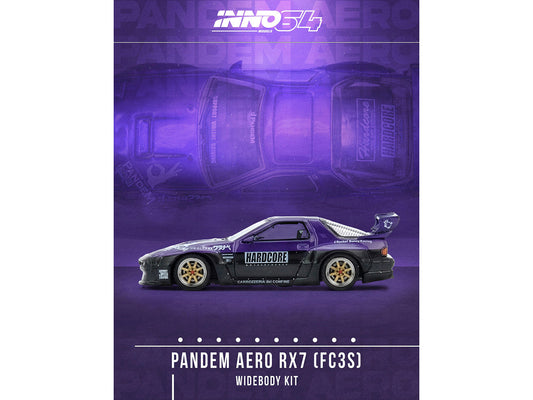Mazda RX7 (FC3S) "Pandem Rocket Bunny" Kit Purple Metallic and Black 1/64 Diecast Model Car by Inno Models Inno Models