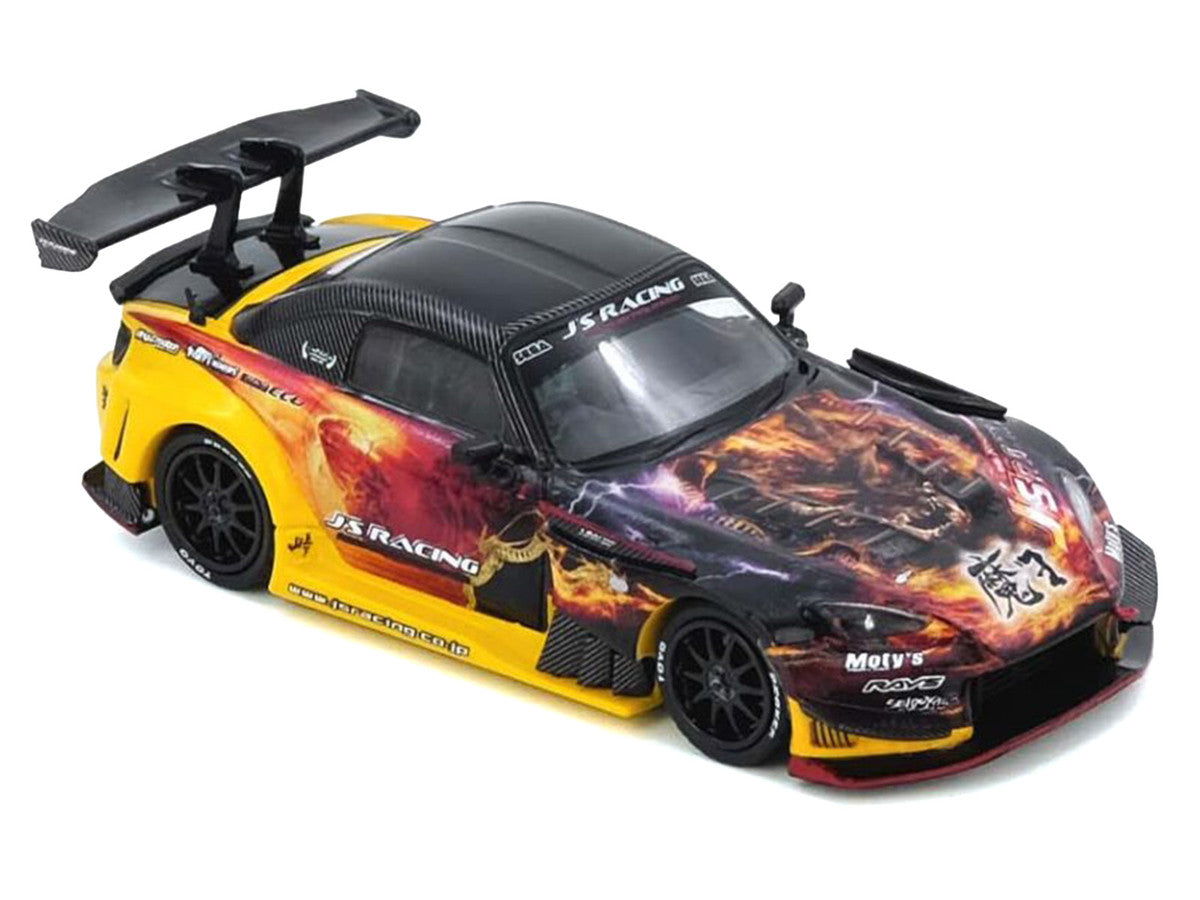Honda S2000 (AP1) RHD (Right Hand Drive) "J's Racing - Maou" Yellow with Carbon Top with Graphics 1/64 Diecast Model Car by Inno Models-4