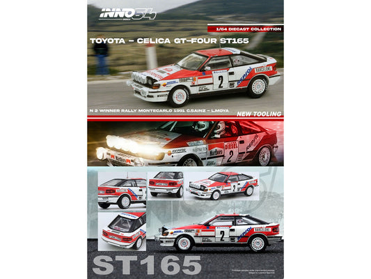 Toyota Celica GT-Four (ST165) #2 Carlos Sainz - Luis Moya Winner "Rally Monte Carlo" (1991) 1/64 Diecast Model Car by Inno Models Inno Models