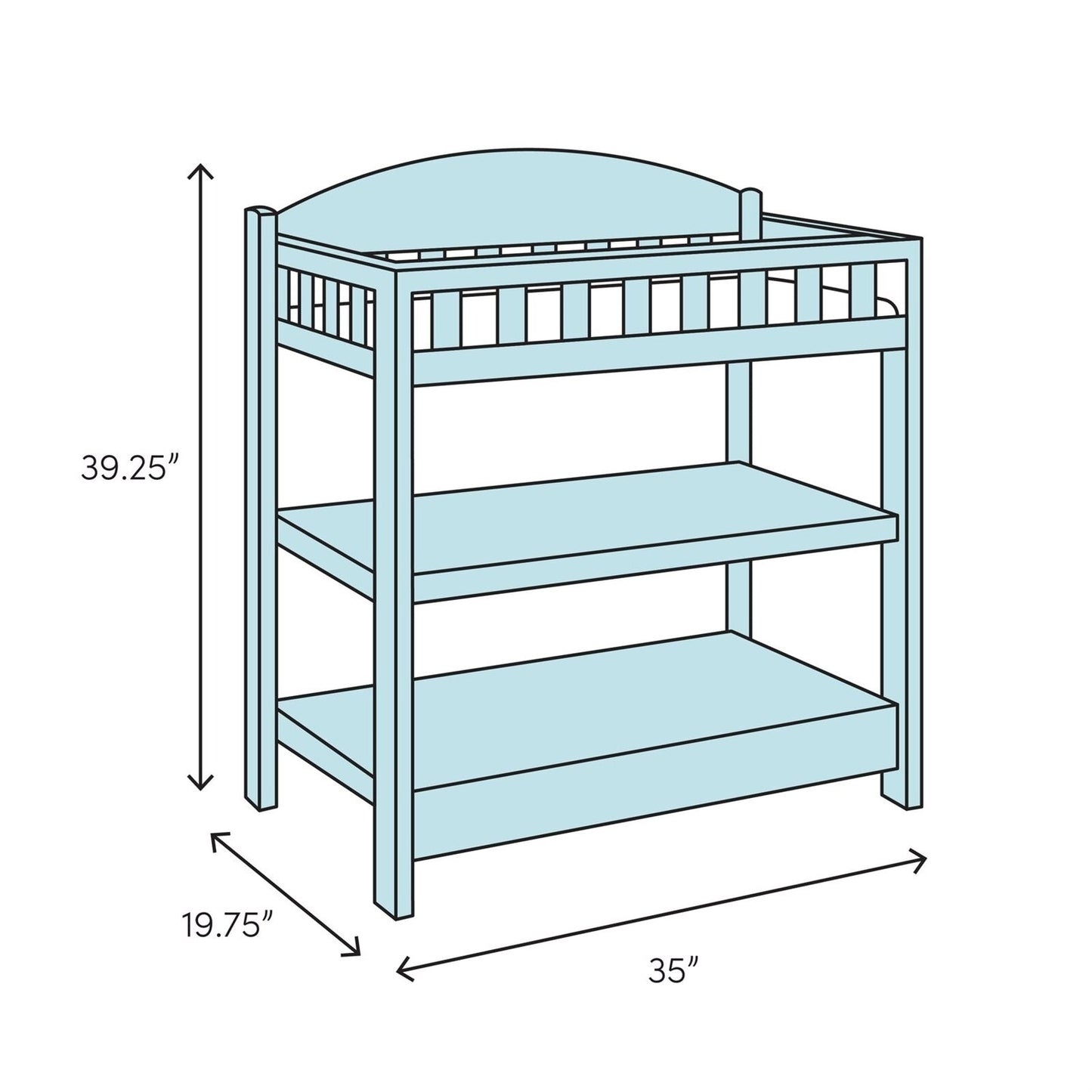 Modern Dark Brown Wooden Baby Changing Table with Safety Rail Pad and Strap FastFurnishings