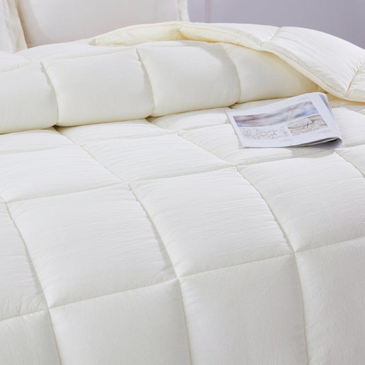 King Size Off White 3 Piece Microfiber Reversible Comforter Set HomePacific