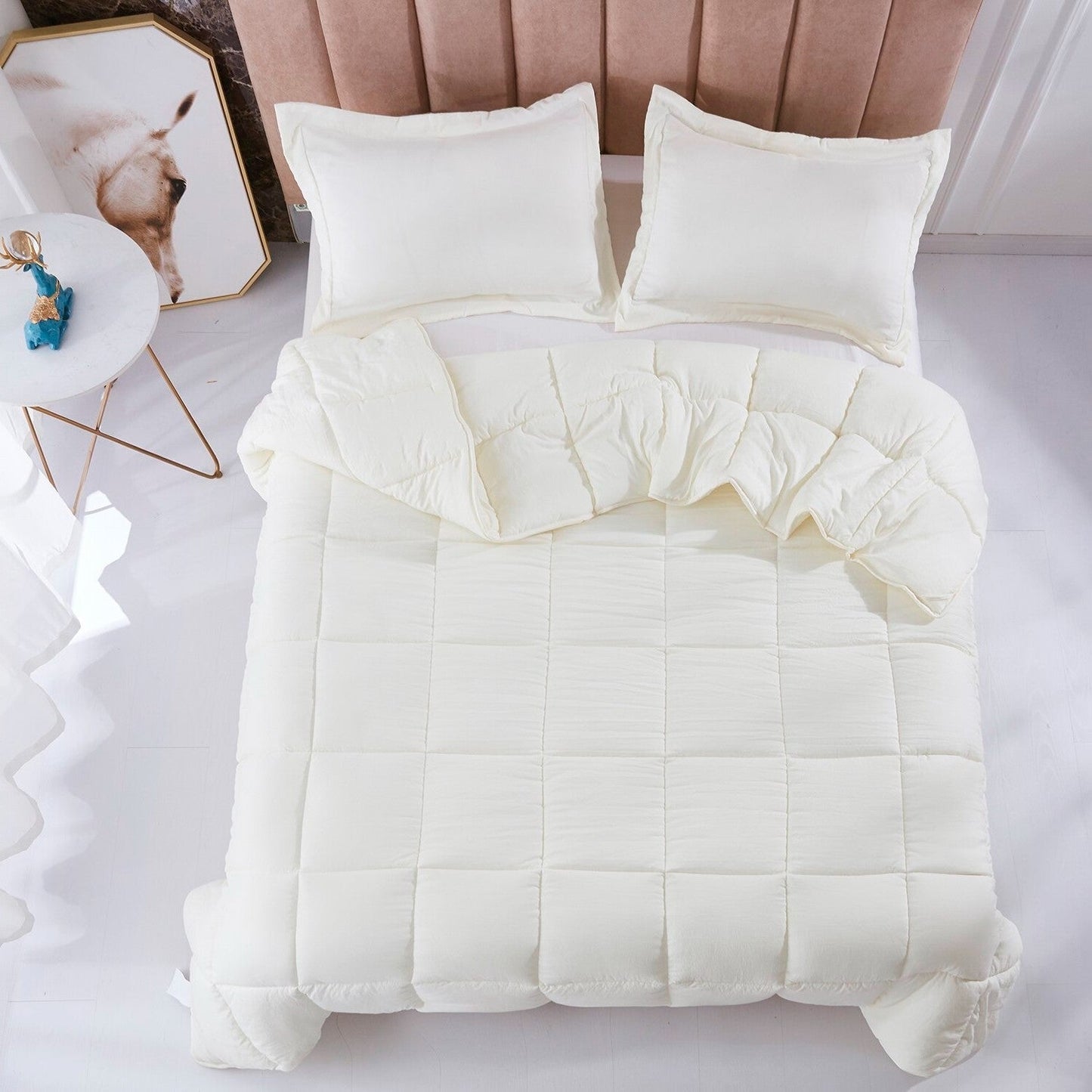 King Size Off White 3 Piece Microfiber Reversible Comforter Set HomePacific