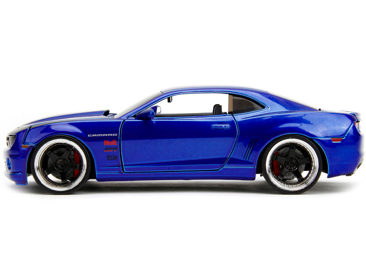 2010 Chevrolet Camaro Candy Blue with Black Hood "Bigtime Muscle" Series 1/24 Diecast Model Car by Jada Jada
