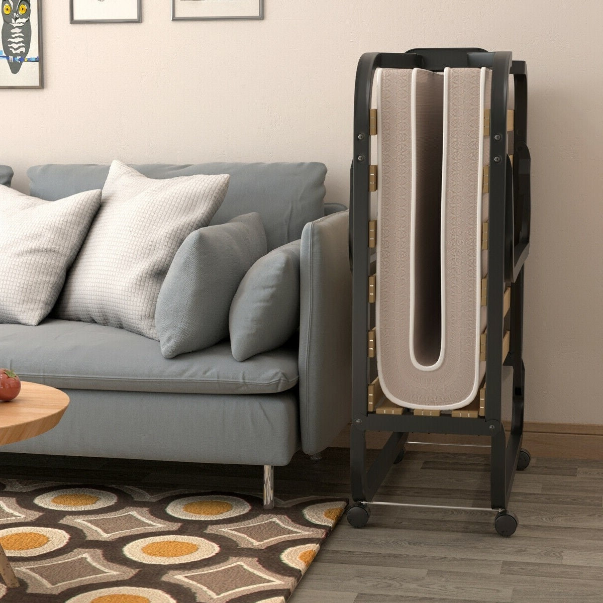 Rollaway Bed with Casters Wheels and Folding Memory Foam Mattress FastFurnishings