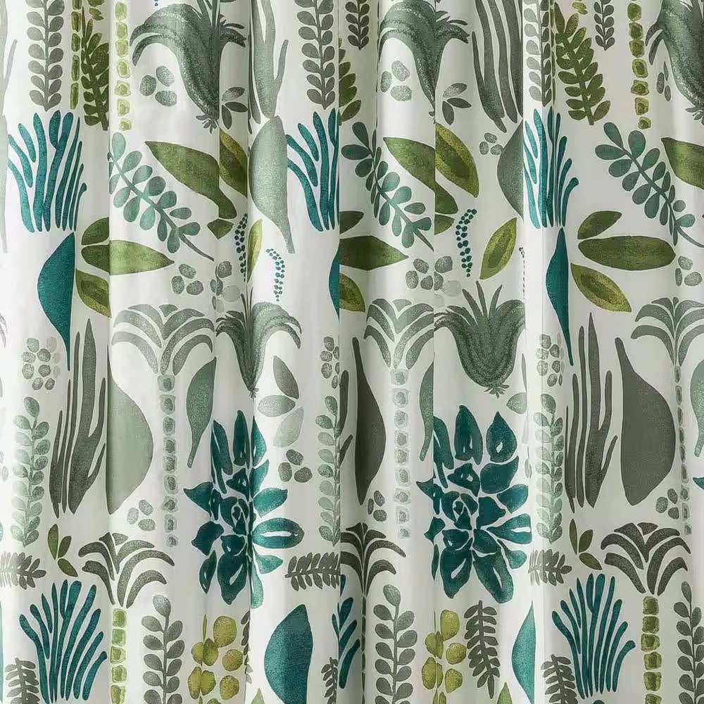 72 x 72 inch Cotton Poly Shower Curtain with Garden Leaves Herb Floral Pattern FastFurnishings