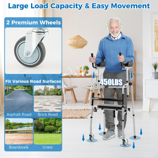 Versatile Rolling Walker for Rehabilitation Training-Navy W2B