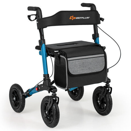 Folding Rollator Walker for Seniors with Seat for All Terrain-Red W2B