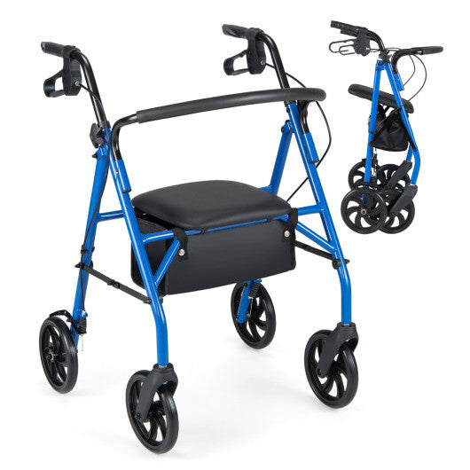 Rollator Walker with Seat and Height Adjustable Handles-Purple W2B