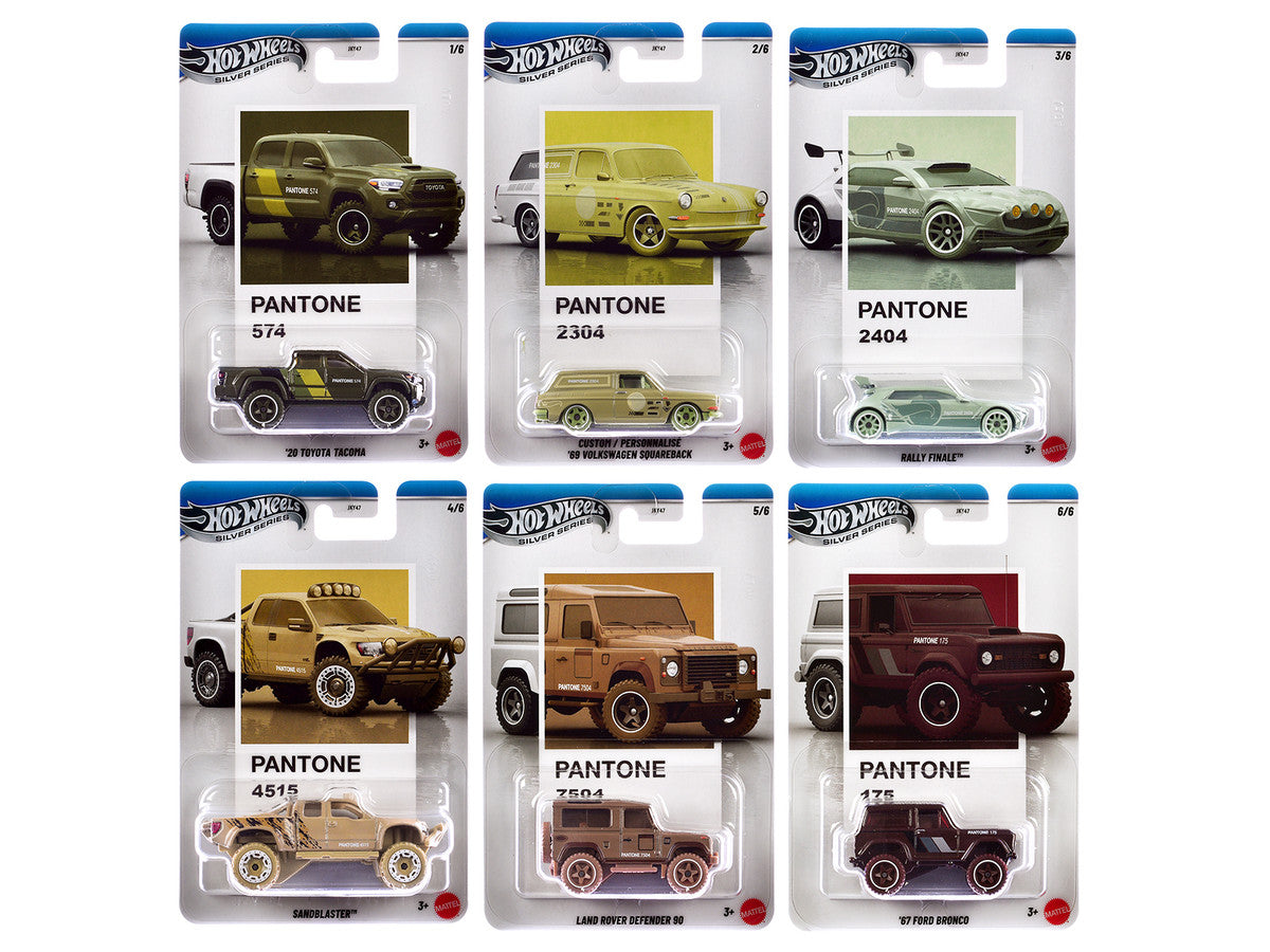 "Pantone" 10 piece Set B "Silver Series" Diecast Model Cars by Hot Wheels Hotwheels