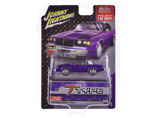 1987 Buick Regal T-Type Purple Metallic Limited Edition to 3600 pieces Worldwide 1/64 Diecast Model Car by Johnny Lightning Johnny Lightning