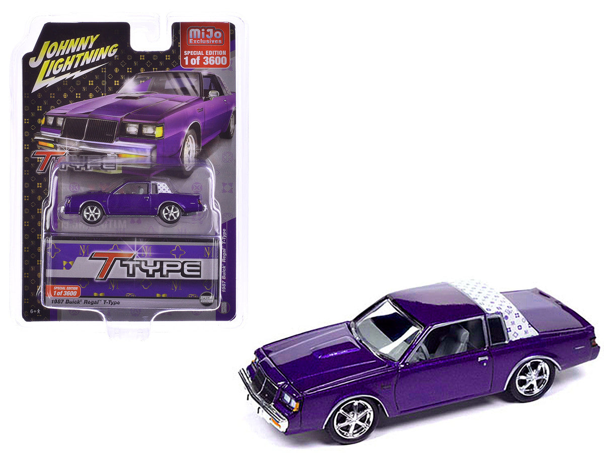 1987 Buick Regal T-Type Purple Metallic Limited Edition to 3600 pieces Worldwide 1/64 Diecast Model Car by Johnny Lightning Johnny Lightning
