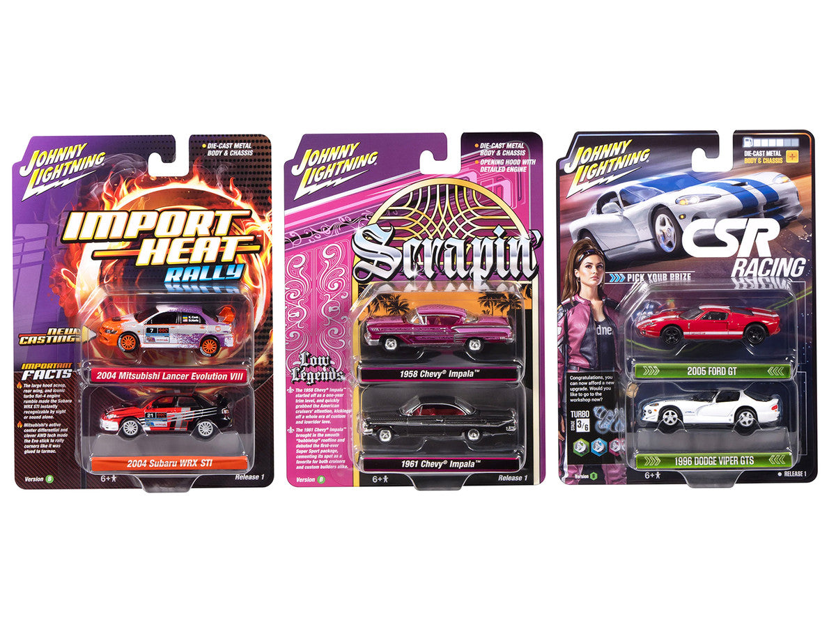 Johnny Lightning "2-Packs" 2026 Release 1 Set B of 6 pieces 1/64 Diecast Model Cars by Johnny Lightning Johnny Lightning