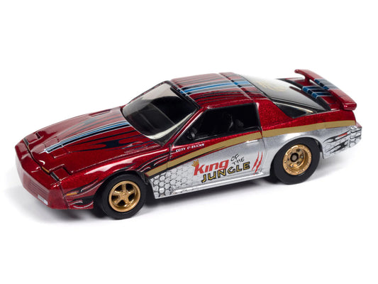 1987 Pontiac Firebird GTA "King of the Jungle" Red and Silver Metallic with Graphics "Muscle Cars USA" Series 1/64 Diecast Model Car by Johnny Lightning-1