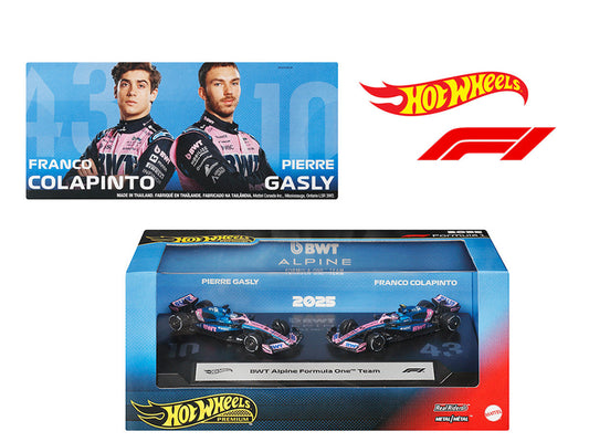 "BWT Alpine Formula One Team" Formula One F1 World Championship (2025) 2 Piece Set Diecast Model Cars by Hot Wheels Hotwheels