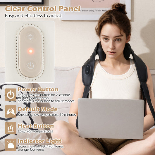 Neck Shoulder Massager with 2 Heat Levels for Pain Relief-Beige W2B