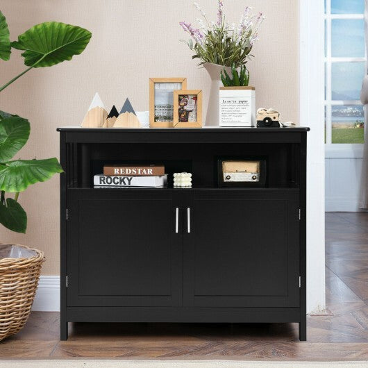 Kitchen Buffet Server Sideboard Storage Cabinet with 2 Doors and Shelf-Black W2B