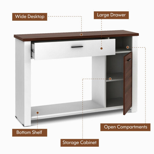 48 Inch Console Table with Drawer and Cabinet W2B