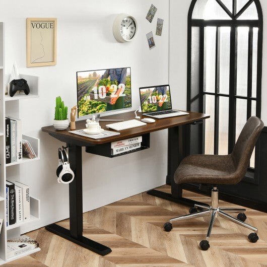 48-inch Electric Height Adjustable Standing Desk with Control Panel-Rustic Brown