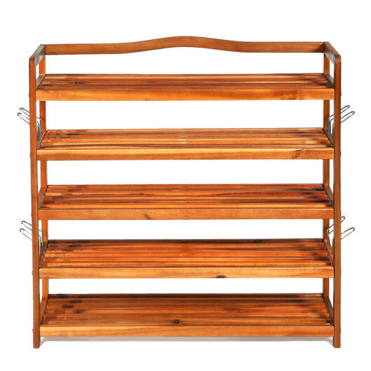 5-Tier Wood Large Shoe Rack Holds up 12-18 Pairs W2B