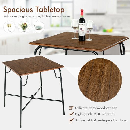 5 Pieces Bar Table Set with 4 Counter Height Backless Stools-Rustic Brown W2B