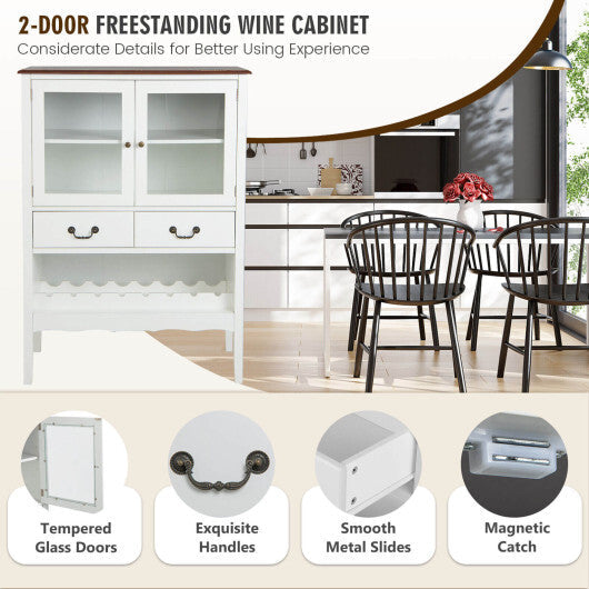 Sideboard Buffet Cabinet with 2 Tempered Glass Doors-White W2B