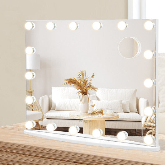 Vanity Mirror with 18 Dimmable LED Bulbs and 3 Color Lighting Modes-White W2B
