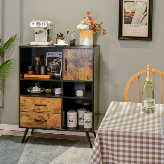 Industrial Buffet Sideboard Kitchen Cupboard with Cubbies Drawers-Rustic Brown W2B