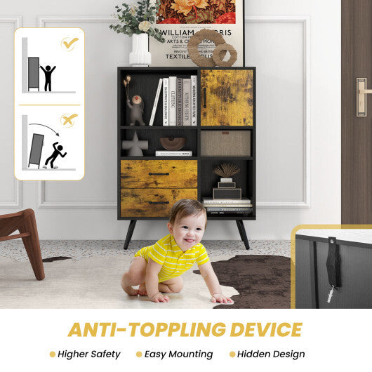 Industrial Buffet Sideboard Kitchen Cupboard with Cubbies Drawers-Rustic Brown W2B