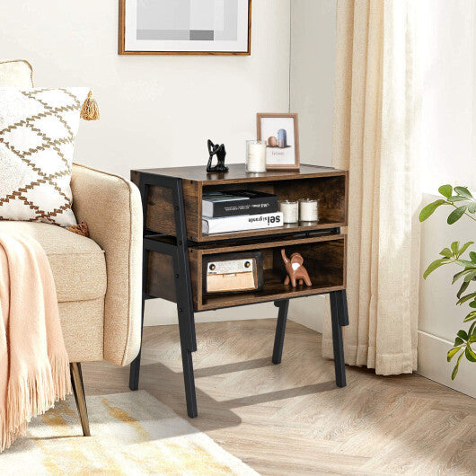 2 Pieces Stackable Night Stand Bedside End Table Set W2B