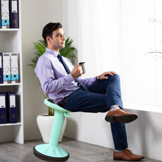 Adjustable Active Learning Stool Sitting Home Office Wobble Chair with Cushion Seat -Green - Color: Green W2B