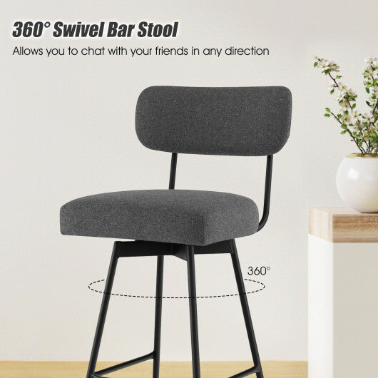 25 Inch 2-Piece Modern Upholstered Bar Stools with Back and Footrests-Beige W2B